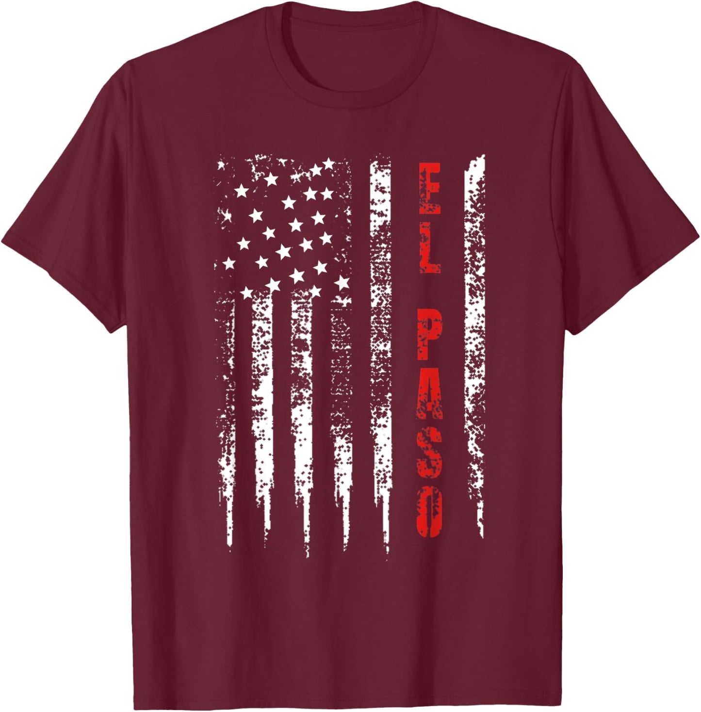 Red Line Firefighter El Paso Distressed Gift T-Shirt - T-Shirt | Maroon