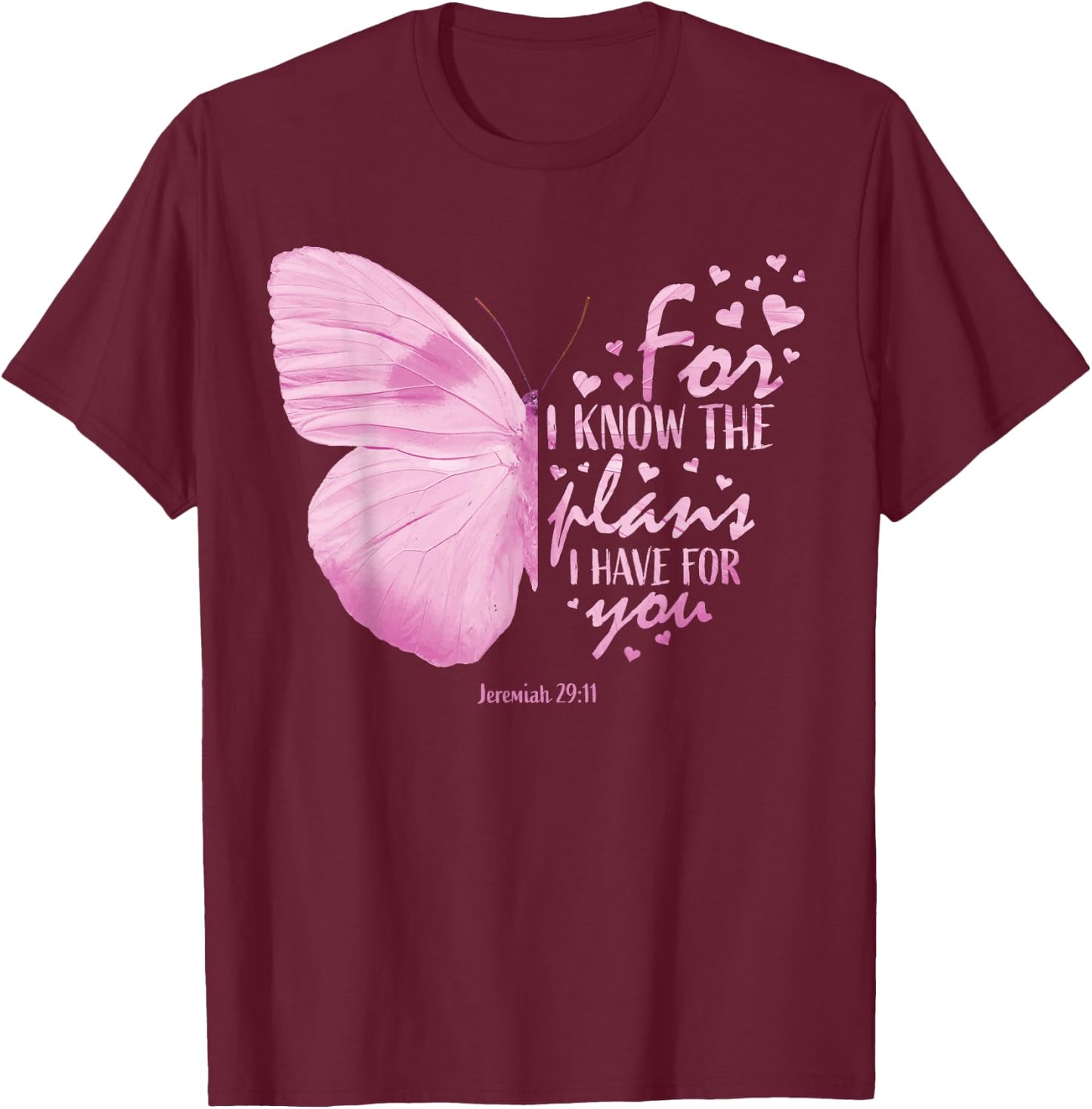 Religious Gifts Mom Women Christian Bible Verse Butterfly T-Shirt - T-Shirt | Maroon