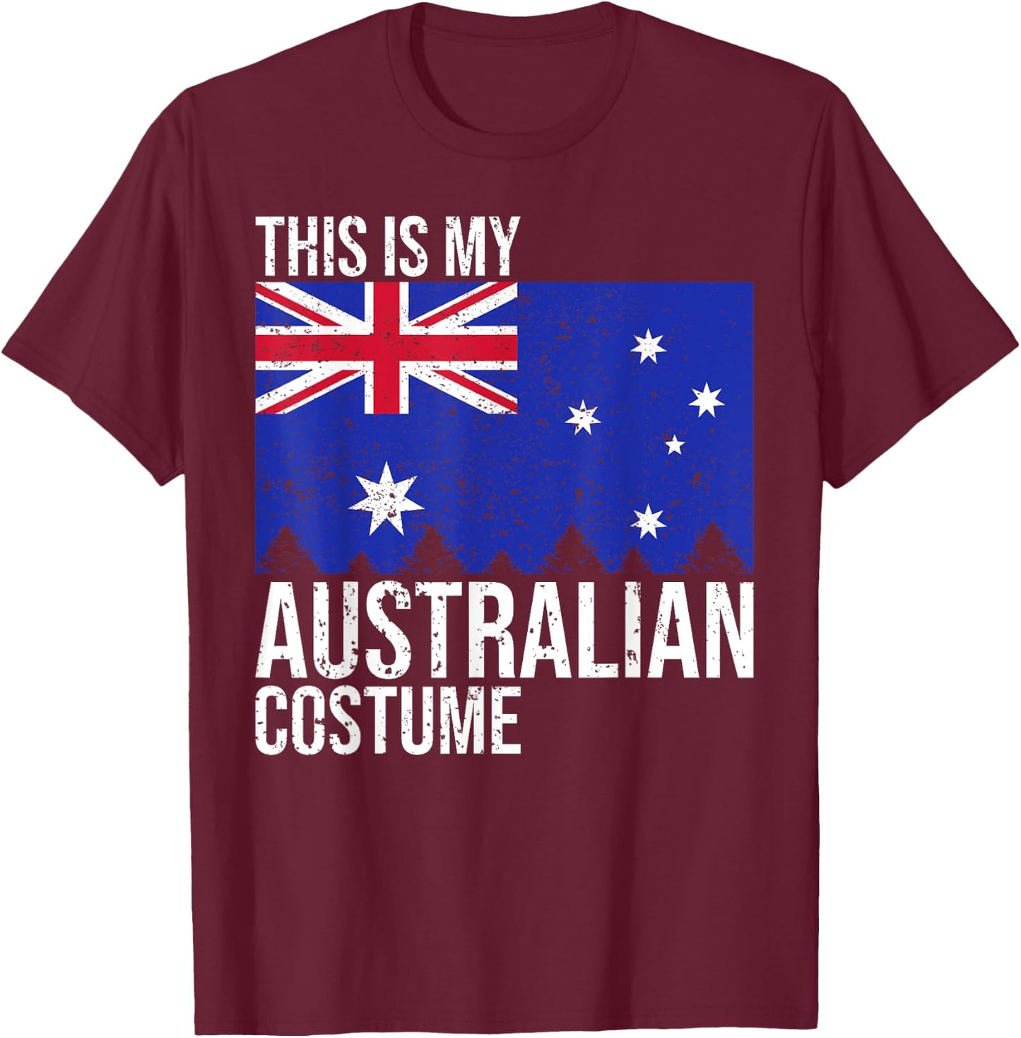 Vintage This Is My Australian Flag Costume for Halloween T-Shirt - T-Shirt | Maroon