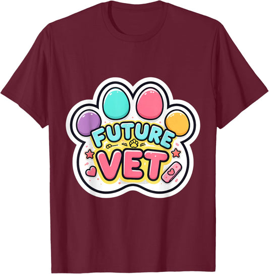 Future Vet Veterinarian Veterinary Surgeon Kids Boys Girls T-Shirt - T-Shirt | Maroon