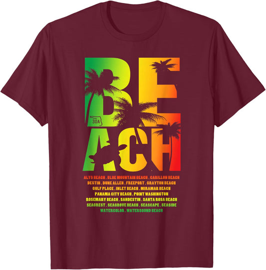 Towns of Florida State Highway 30A - Locals Souvenir T-Shirt - T-Shirt | Maroon