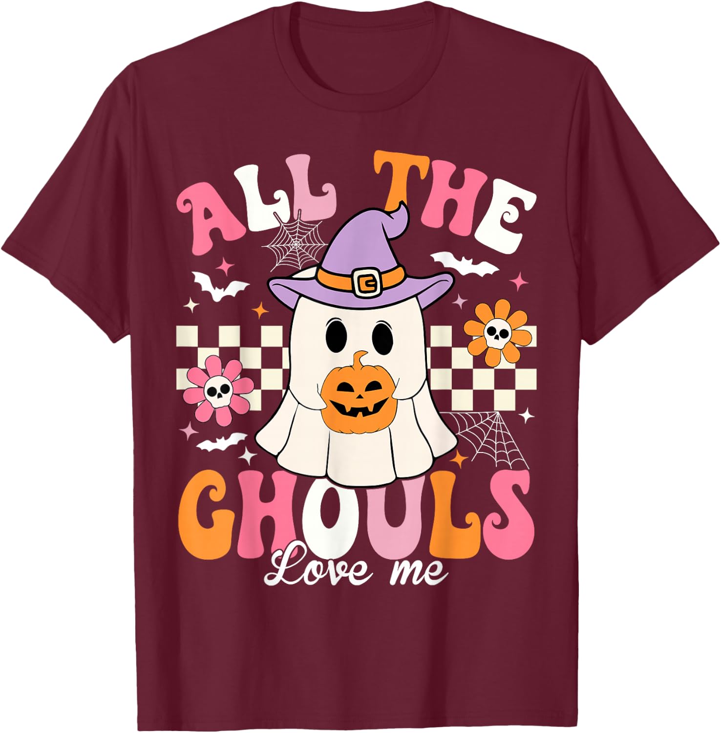 All The Ghouls Love Me Halloween Ghost Spooky Halloween Kids T-Shirt - T-Shirt | Maroon