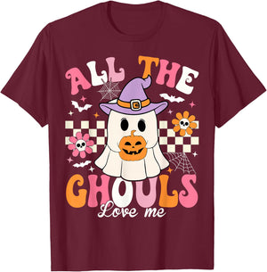 All The Ghouls Love Me Halloween Ghost Spooky Halloween Kids T-Shirt - T-Shirt | Maroon