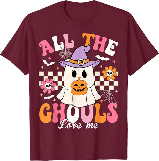 All The Ghouls Love Me Halloween Ghost Spooky Halloween Kids T-Shirt - T-Shirt | Maroon