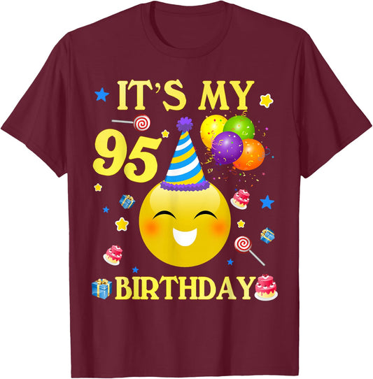 Funny It's My 95th Birthday Shirt Gift 95 Years Old 95th T-Shirt - T-Shirt | Maroon