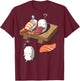 Cute and Funny Japanese Nigiri Sushi Sleepwalking T-Shirt - T-Shirt | Maroon