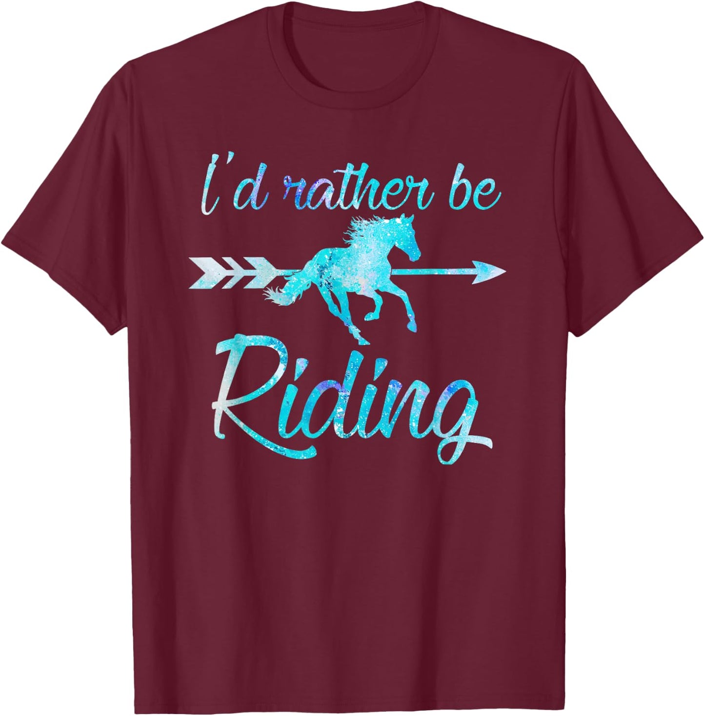 Horse Rider Shirt Girls I'd Rather BE Riding Horses Kid Gift T-Shirt - T-Shirt | Maroon