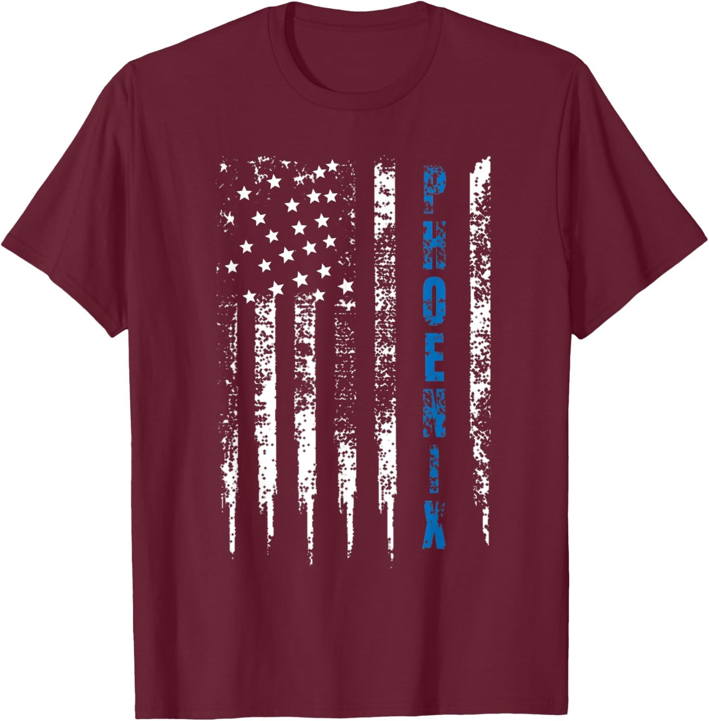Blue Line Phoenix Design Distressed National Police Week T-Shirt - T-Shirt | Maroon