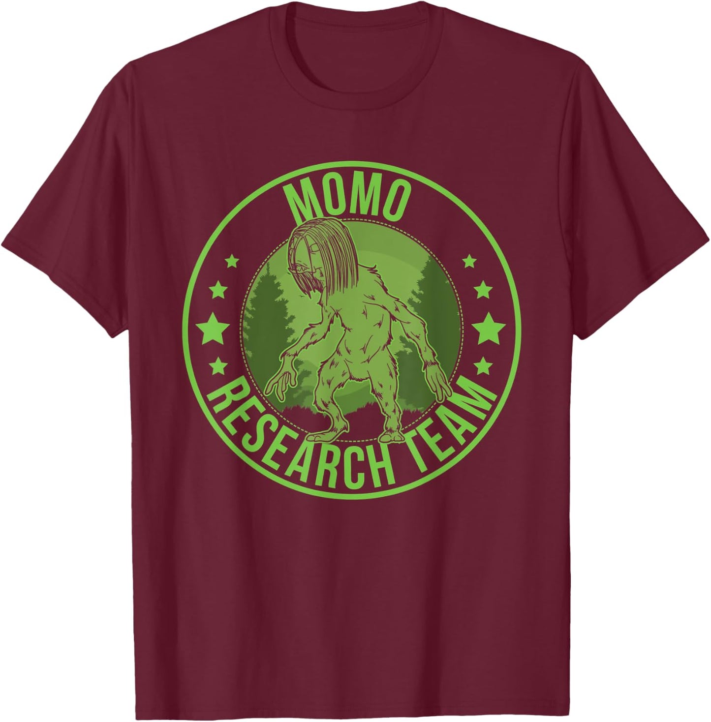 Momo The Monster Hide & Seek Research Team Champion Cryptid T-Shirt - T-Shirt | Maroon
