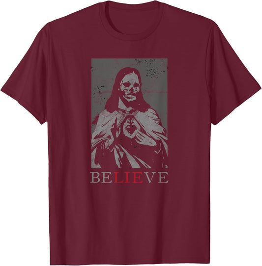 Occult Satan Jesus Lie Antichrist Atheist Hell Devil Gothic T-Shirt - T-Shirt | Maroon
