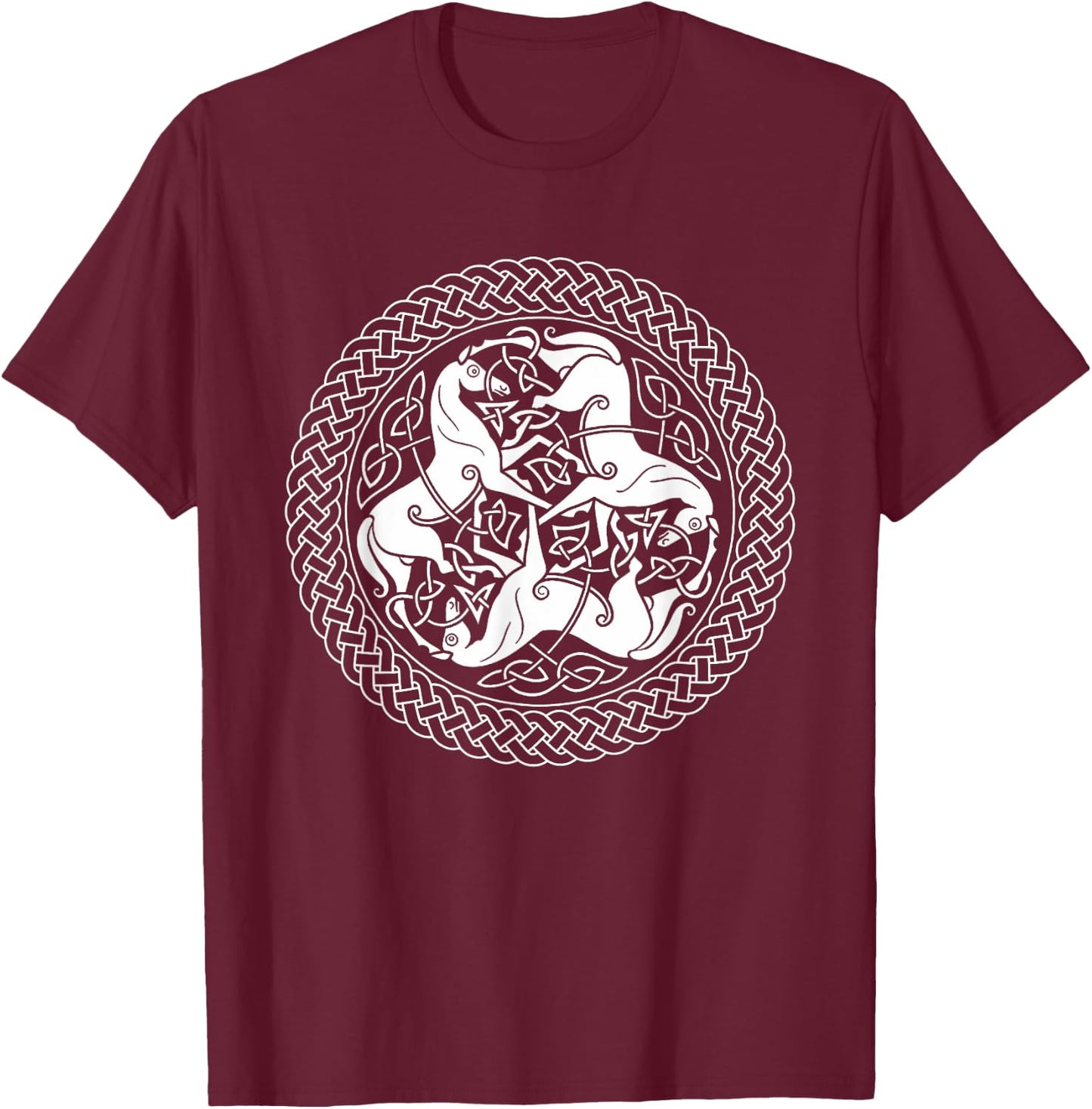 Celtic Epona Knot Ring with Horses T-Shirt - T-Shirt | Maroon