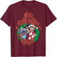 Disney Lilo & Stitch Christmas Mele Kalikimaka Wreath T-Shirt - T-Shirt | Maroon