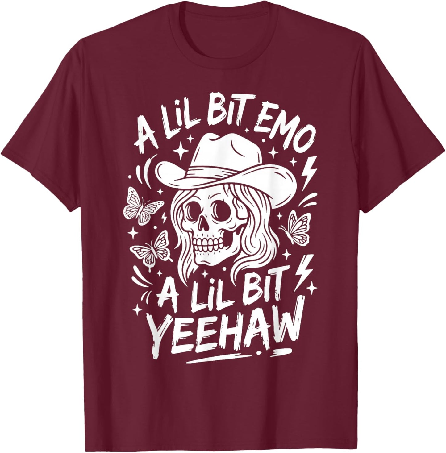 A Lil Bit Emo A Lil Bit Yeehaw T-Shirt - T-Shirt | Maroon