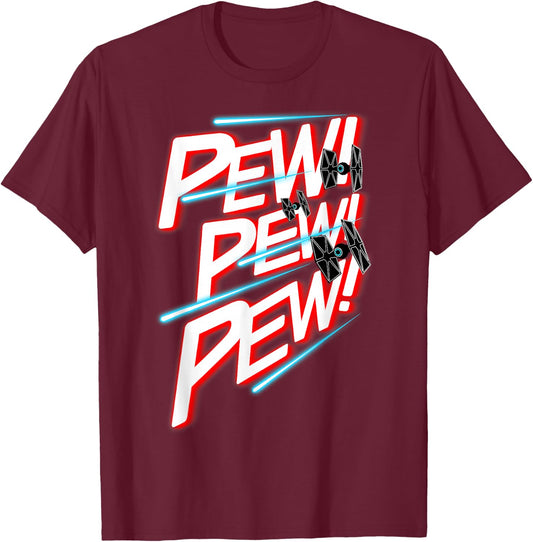 Star Wars TIE Fighter Pew Pew Pew Retro Comic Design T-Shirt - T-Shirt | Maroon