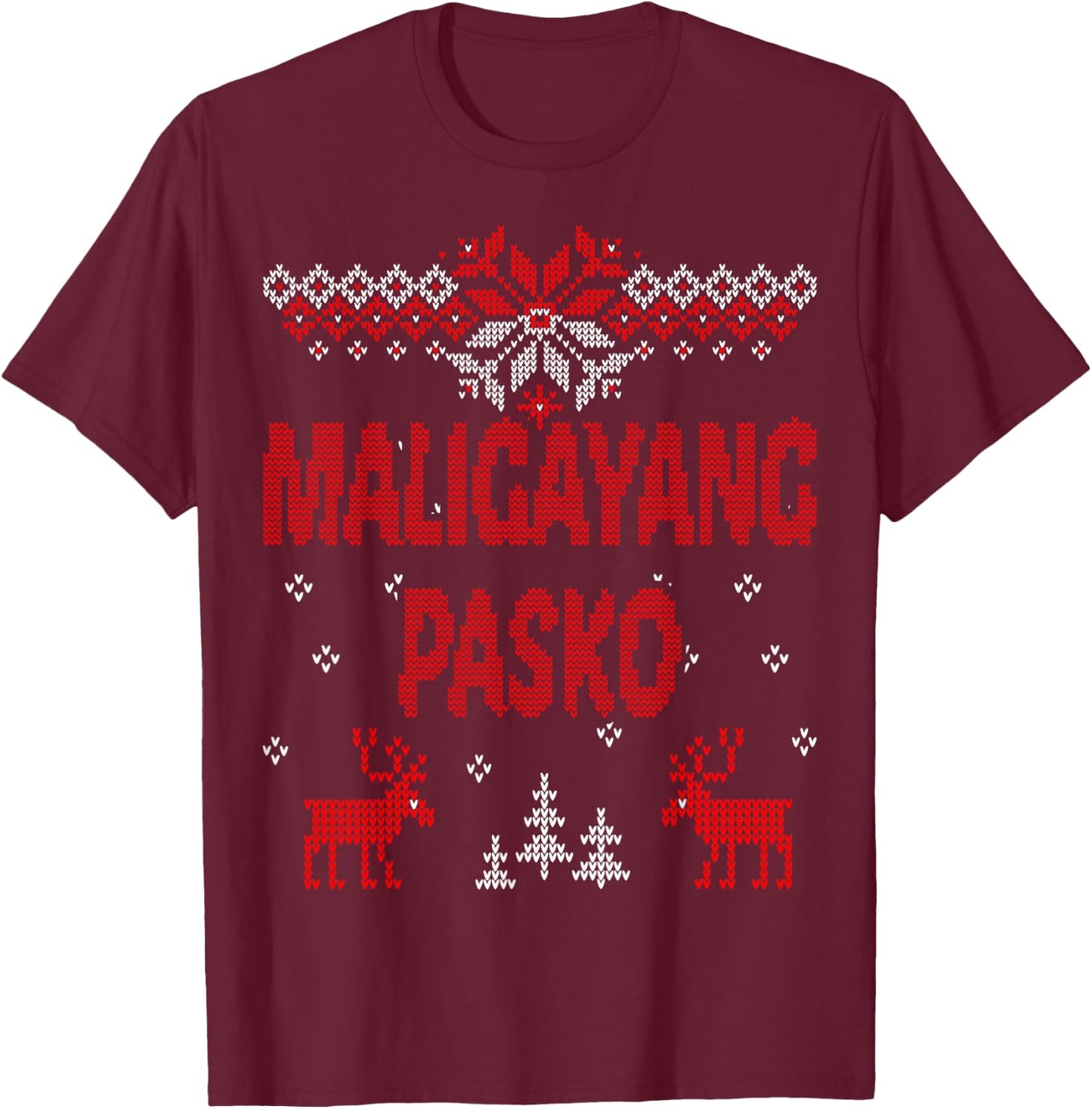 Maligayang Pasko Filipino & Tagalog Merry Christmas T-Shirt - T-Shirt | Maroon