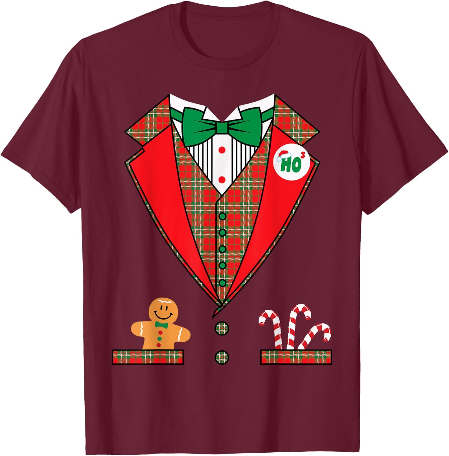 Nat's Gift Shop Funny Christmas Costume , Men & Boys, Black, Short Sleeve, Classic Fit, Pull On, , Small T-Shirt - T-Shirt | Maroon
