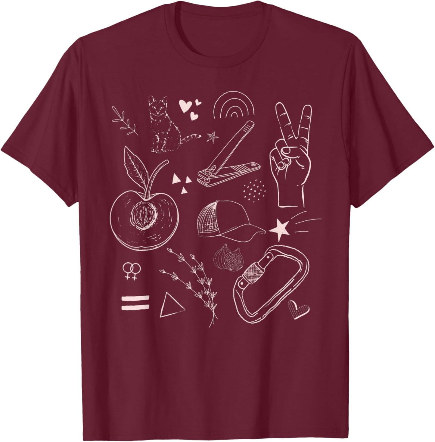 Subtle Lesbian Symbols LGBT Pride Month Vintage Men Women T-Shirt - T-Shirt | Maroon