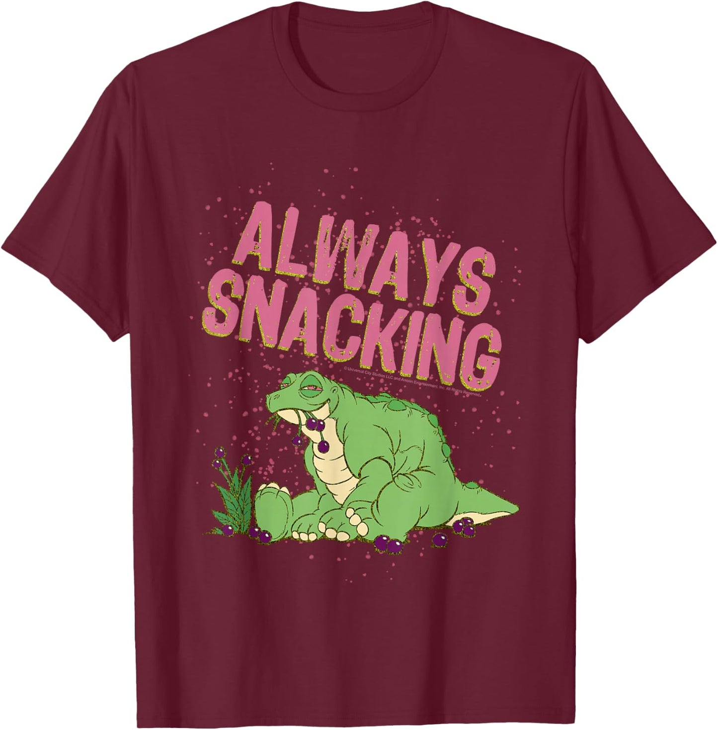 Land Before Time Spike Always Snacking T-Shirt - T-Shirt | Maroon