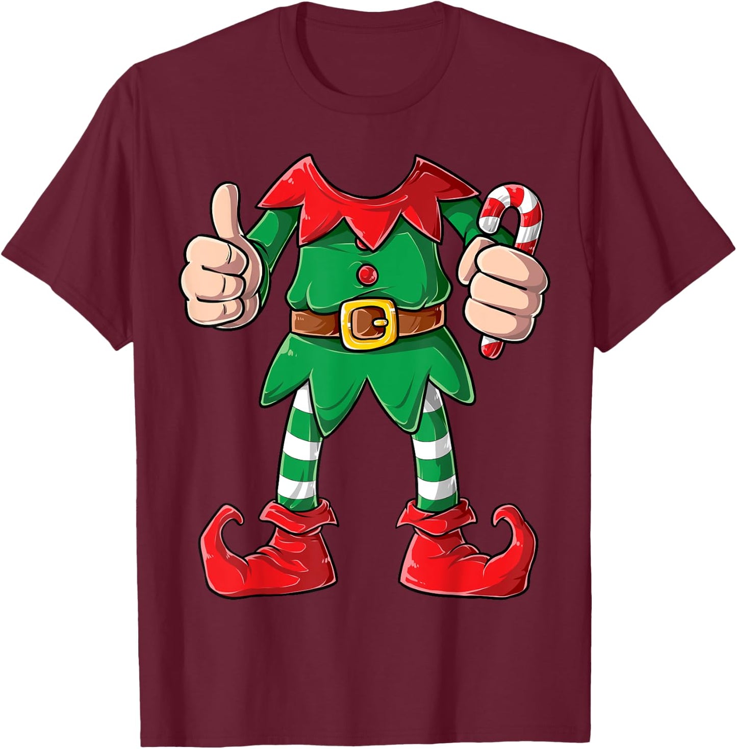 Elf Costume Christmas Elves Boys Girls Funny Xmas Holiday T-Shirt - T-Shirt | Maroon