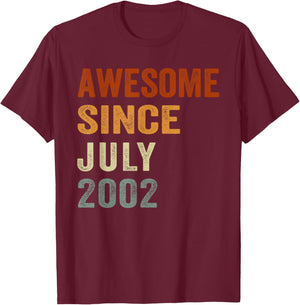 Retro Awesome Since July 2002 24 Years Old 24th Birthday T-Shirt - T-Shirt | Maroon