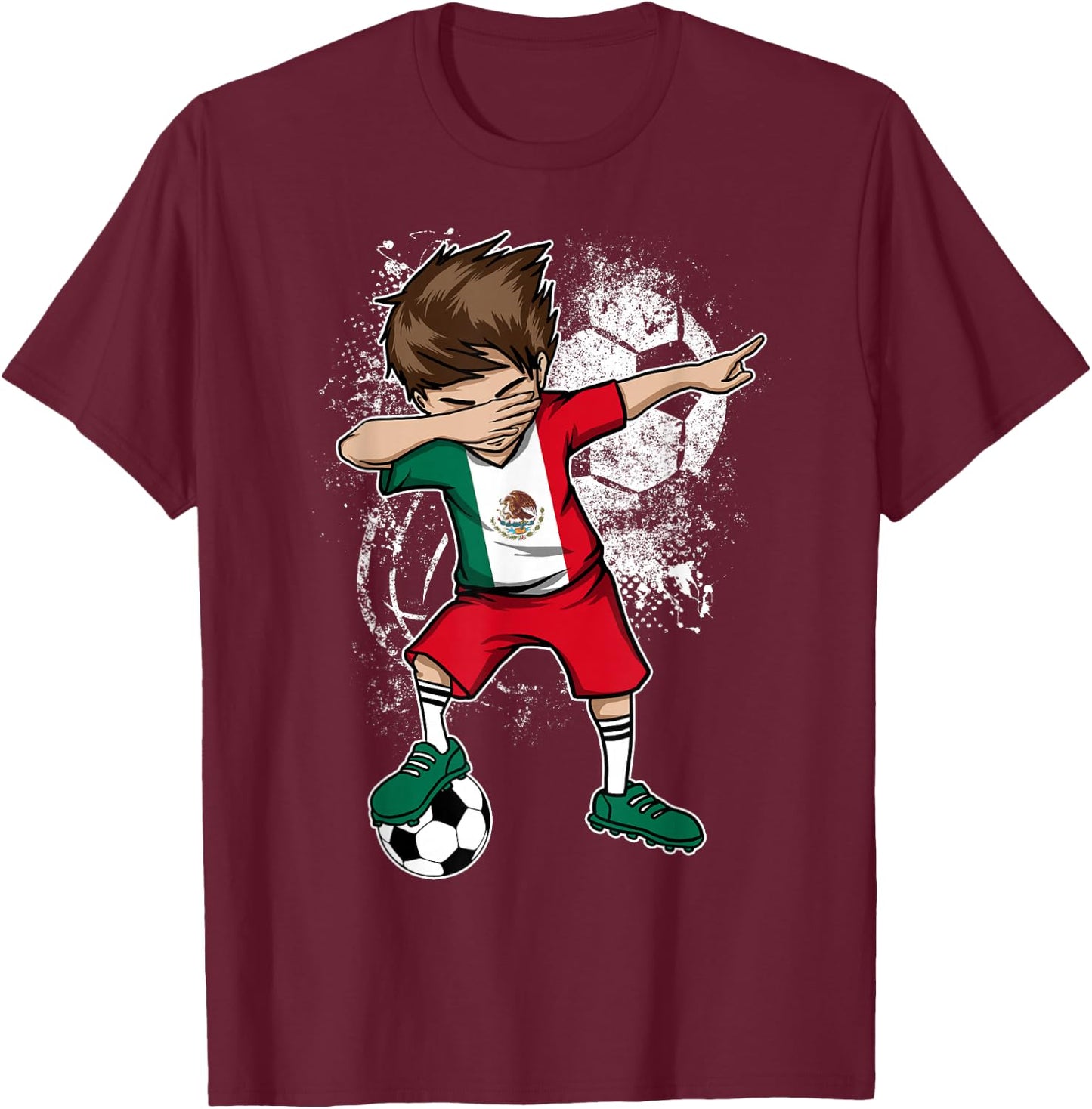 Dabbing Boy Mexico Soccer Shirt Jersey Mexican Football T-Shirt - T-Shirt | Maroon