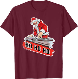 DJ Santa Christmas T Shirt Funny Disc Jockey X Mas Party T-Shirt - T-Shirt | Maroon