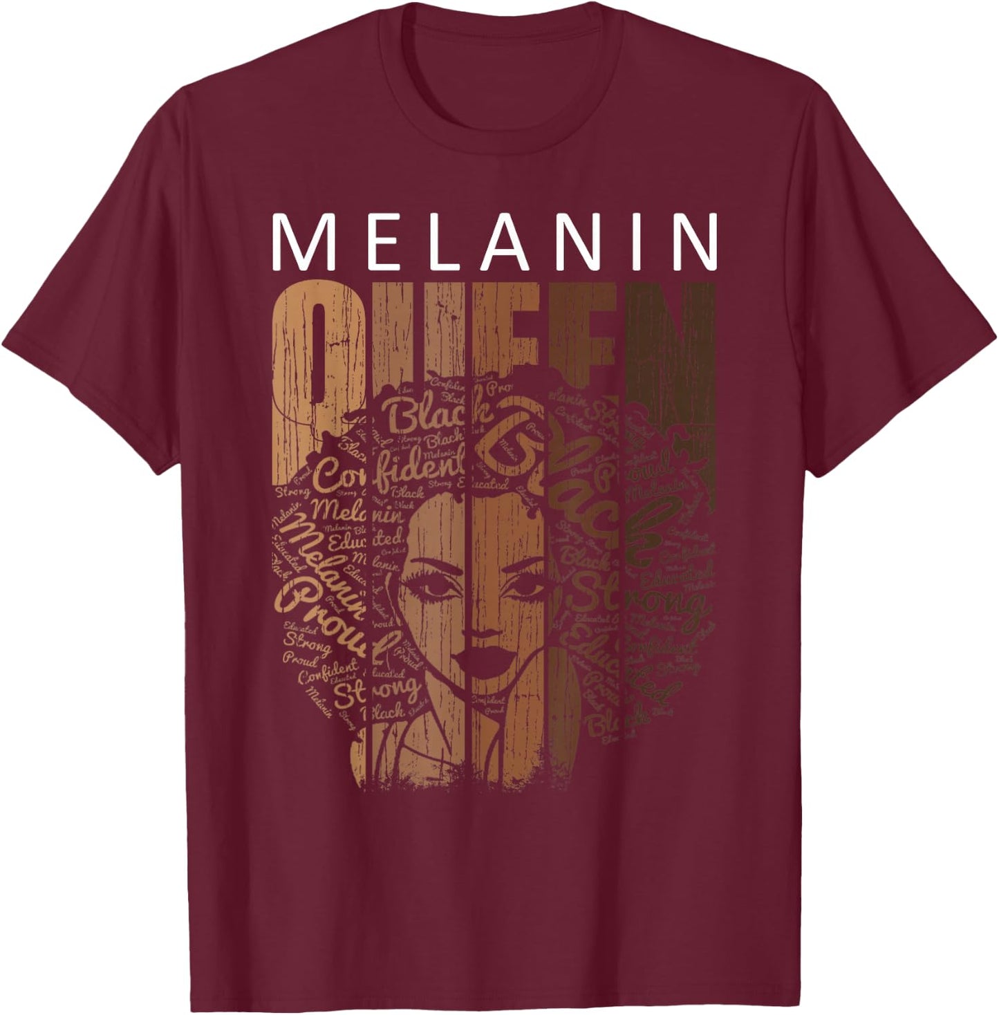 Juneteenth Shirts Women Melanin Queen African American Afro T-Shirt - T-Shirt | Maroon
