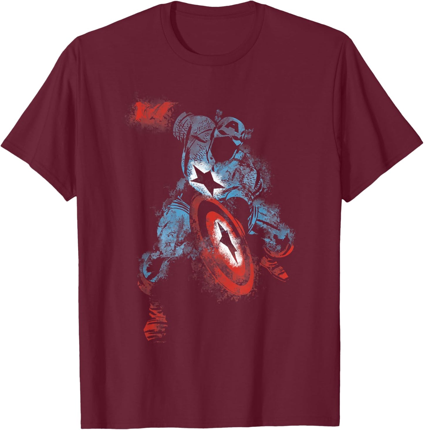 Marvel Captain America Watercolor Paint Graphic T-Shirt - T-Shirt | Maroon