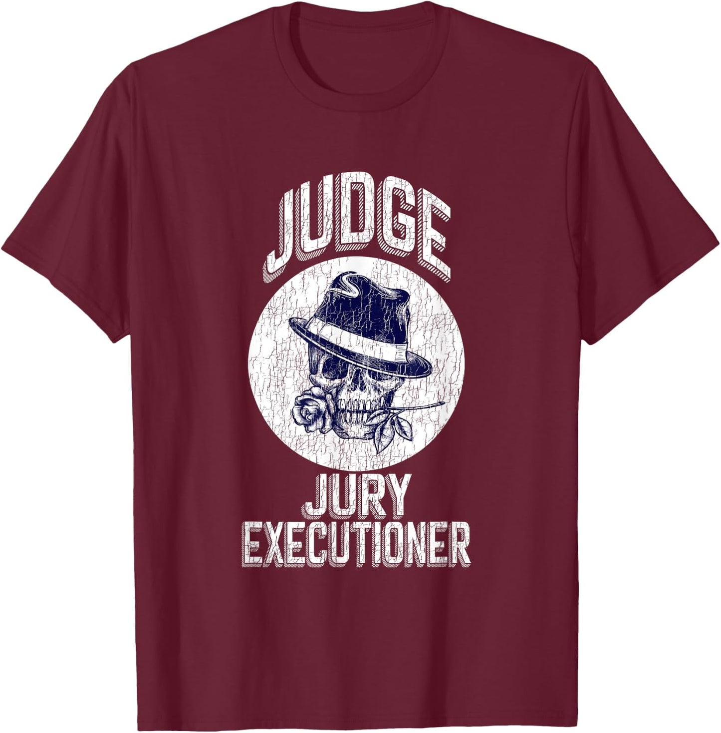 JUDGE JURY EXECUTIONER T SHIRT Motorcycles Skull & Bones T-Shirt - T-Shirt | Maroon