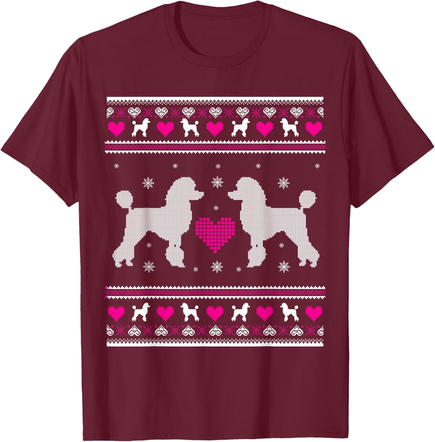 Poodle Ugly Christmas Shirt Gift T Shirt T-Shirt - T-Shirt | Maroon