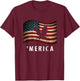 Merica 4th of July American Eagle Vintage Retro USA Flag T-Shirt - T-Shirt | Maroon