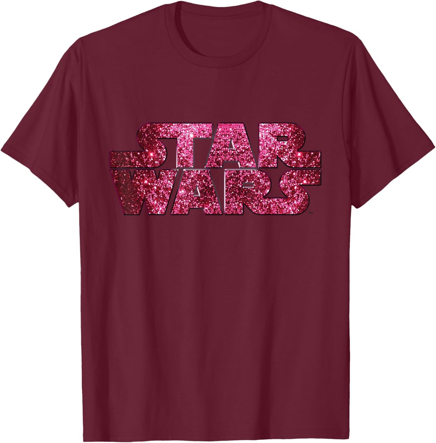 Star Wars Pink Logo Faux-Glitter Print T-Shirt - T-Shirt | Maroon