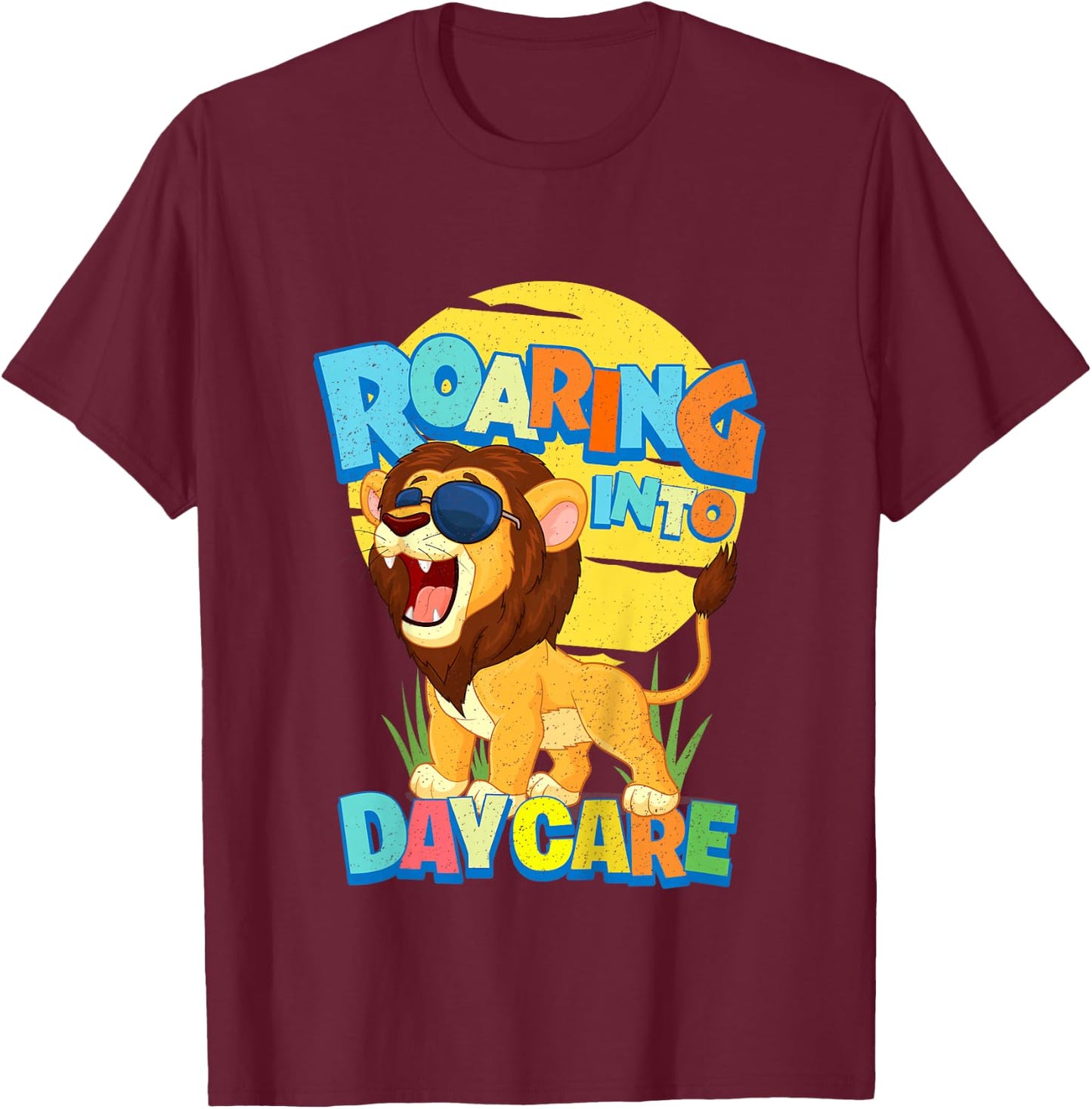 First Day of Daycare School Toddler Lion Safari Jungle Gifts T-Shirt - T-Shirt | Maroon