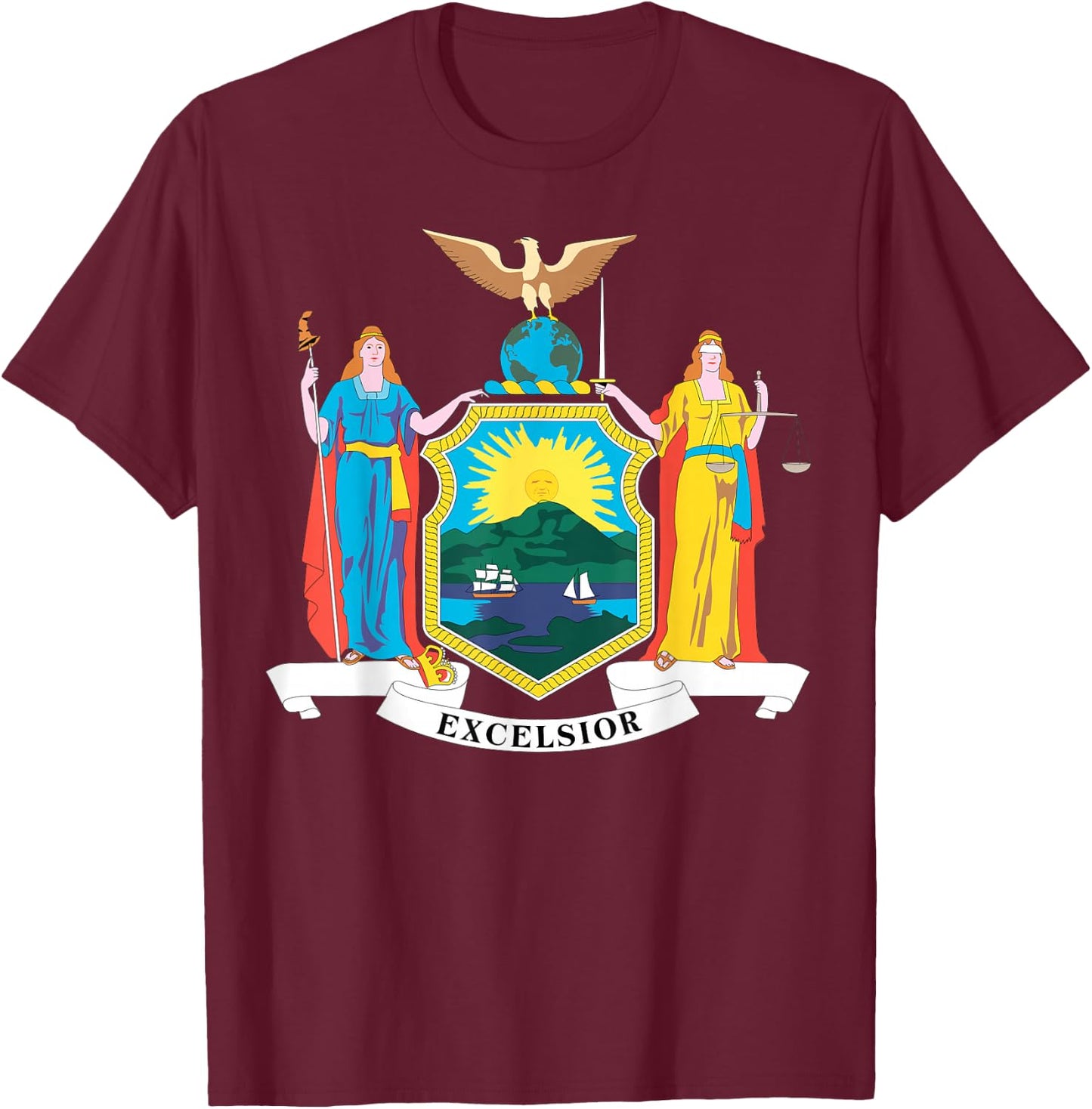 New York NY state Flag USA T Shirt T-Shirt - T-Shirt | Maroon