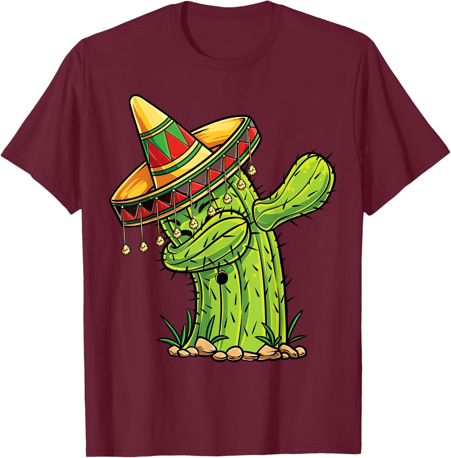 Dabbing Cactus Cinco de Mayo Boys Girls Men Women Mexican T-Shirt - T-Shirt | Maroon