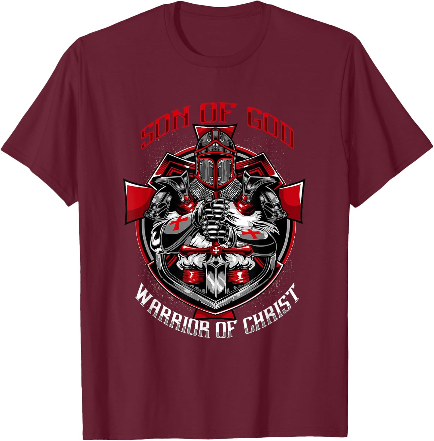 Knights Templar Son Of God Warrior Of Christ T-Shirt - T-Shirt | Maroon
