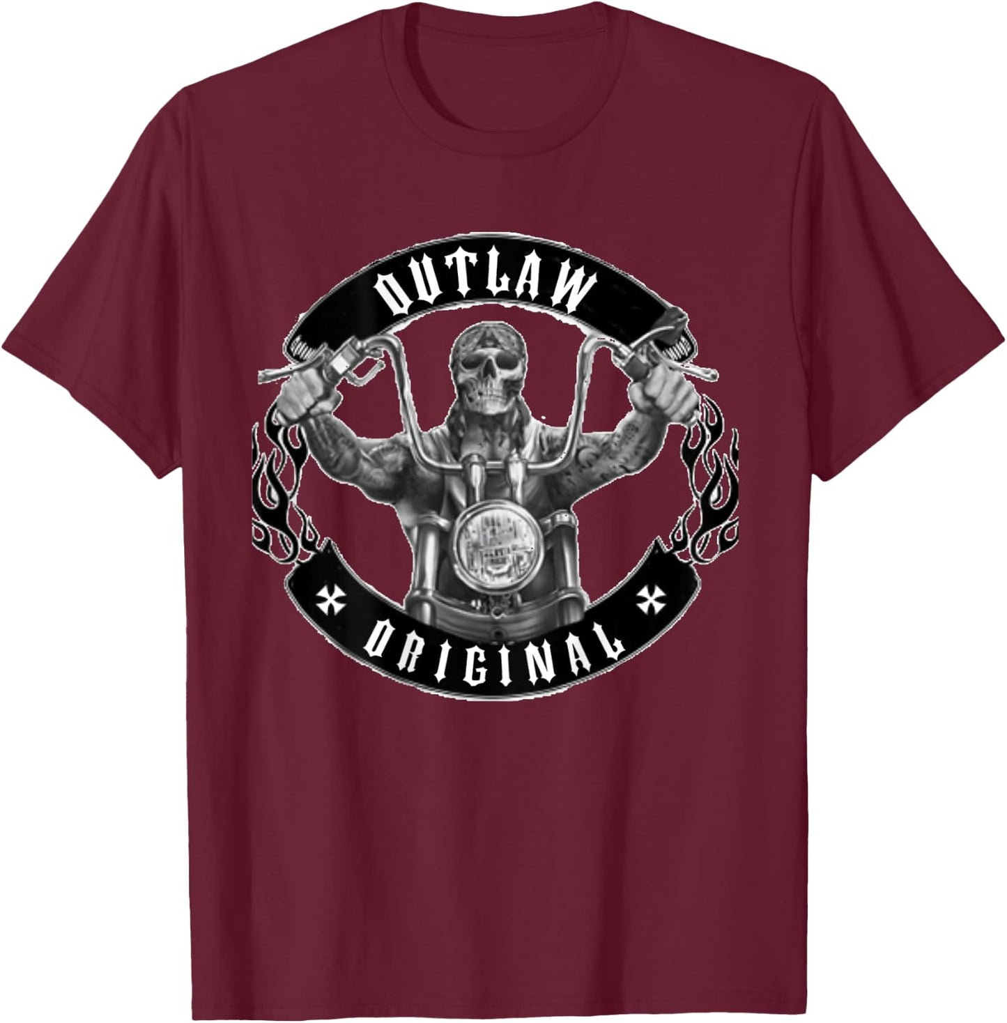 Biker Outlaw Original T-Shirt - T-Shirt | Maroon