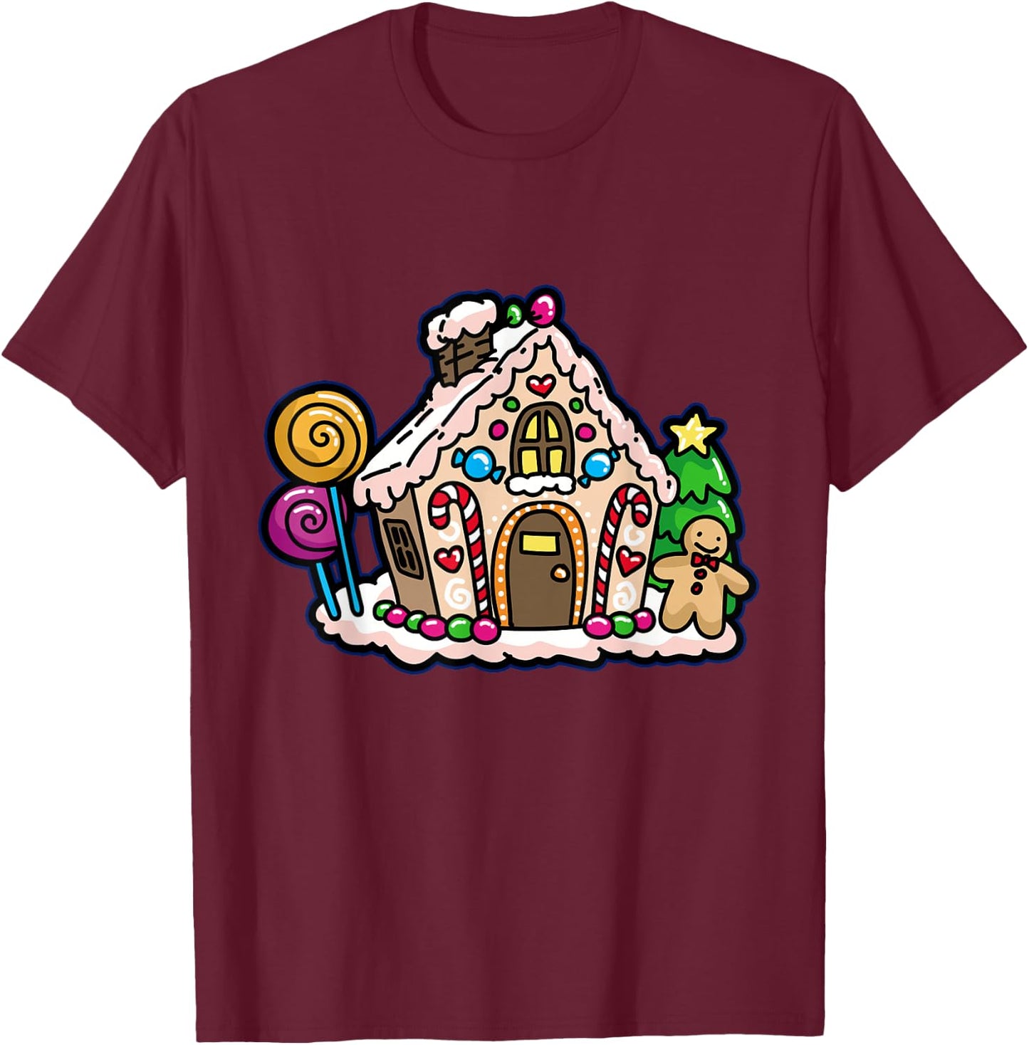 Gingerbread House T-Shirt - T-Shirt | Maroon