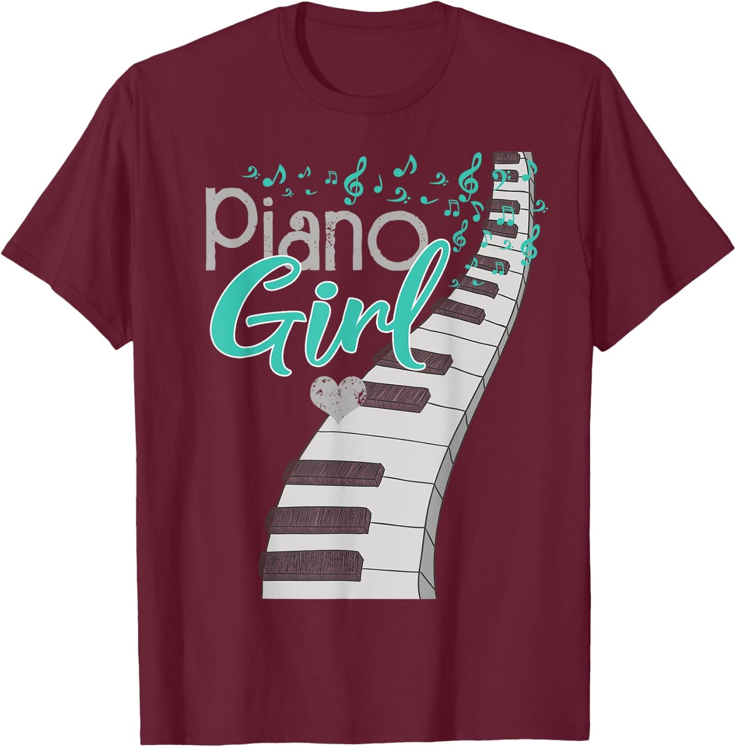 Piano Player Lover Kids Pianist Girls Piano Music T-Shirt - T-Shirt | Maroon