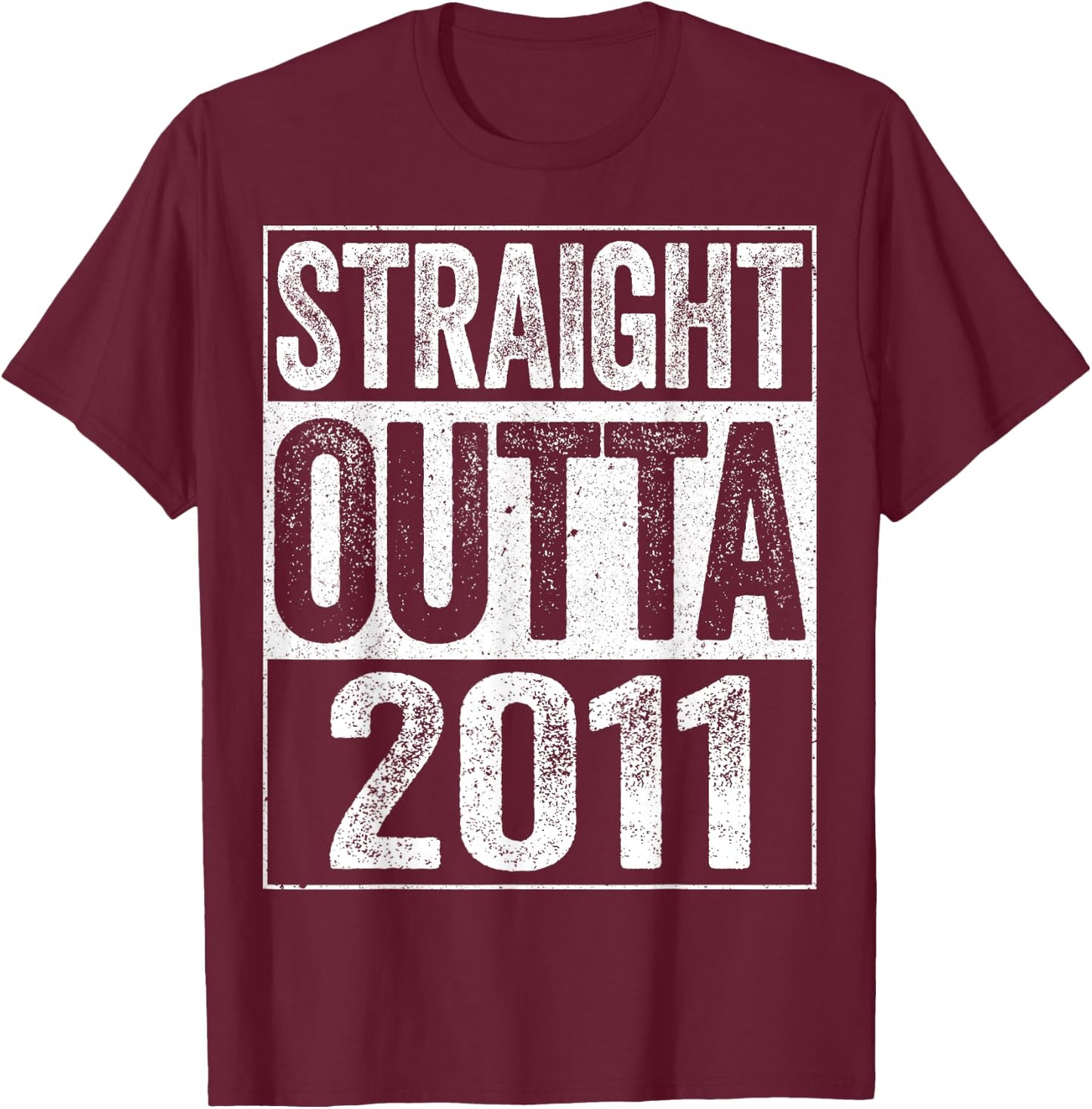 Straight Outta 2011 Shirt Kids Boy Girl 14th Birthday T-Shirt - T-Shirt | Maroon