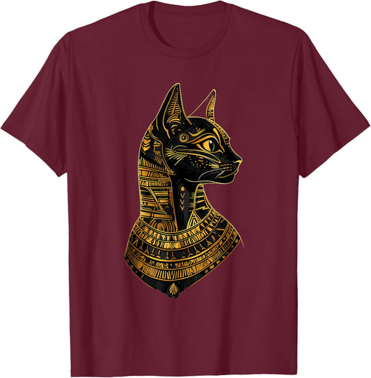 Ancient Egypt Cat Bastet Egyptian God Egyptology Tutankhamun T-Shirt - T-Shirt | Maroon