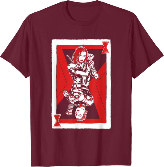 Marvel Black Widow Natasha and Yelena Playing Card T-Shirt - T-Shirt | Maroon