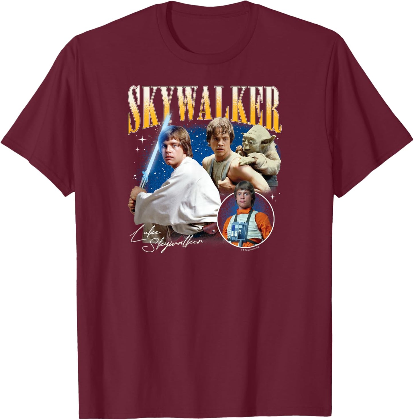 Star Wars - Luke Skywalker Bootleg T-Shirt - T-Shirt | Maroon