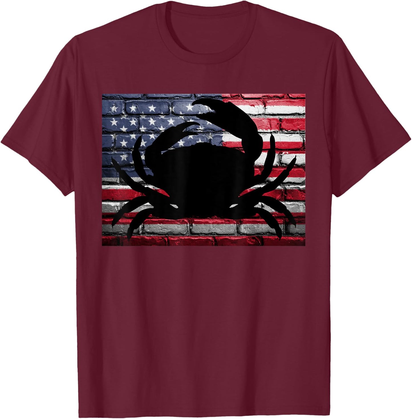 American Flag Crab Patriotic Crabbing Fishing Girls Kids Men T-Shirt - T-Shirt | Maroon