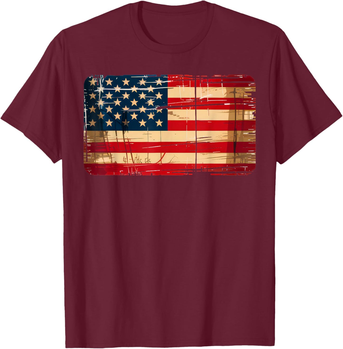 USA Flag United State US Vintage Flag 4th Of July Men Women T-Shirt - T-Shirt | Maroon