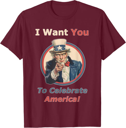 July 4th Uncle Sam Wants You Celebrate America Gear Kids Men T-Shirt - T-Shirt | Maroon