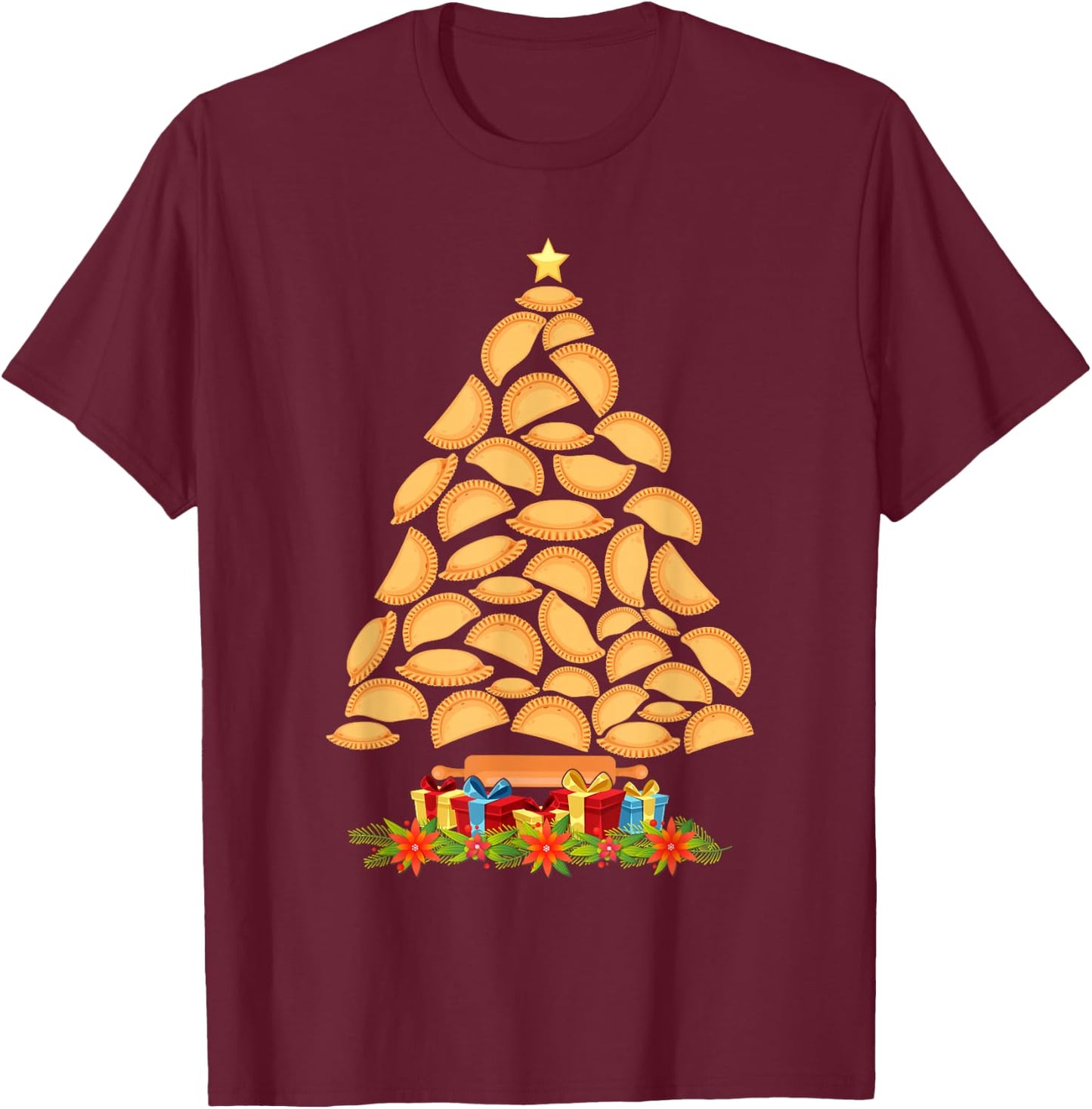 Pierogi Tree Polish Christmas Food Funny Men Women Kids T-Shirt - T-Shirt | Maroon