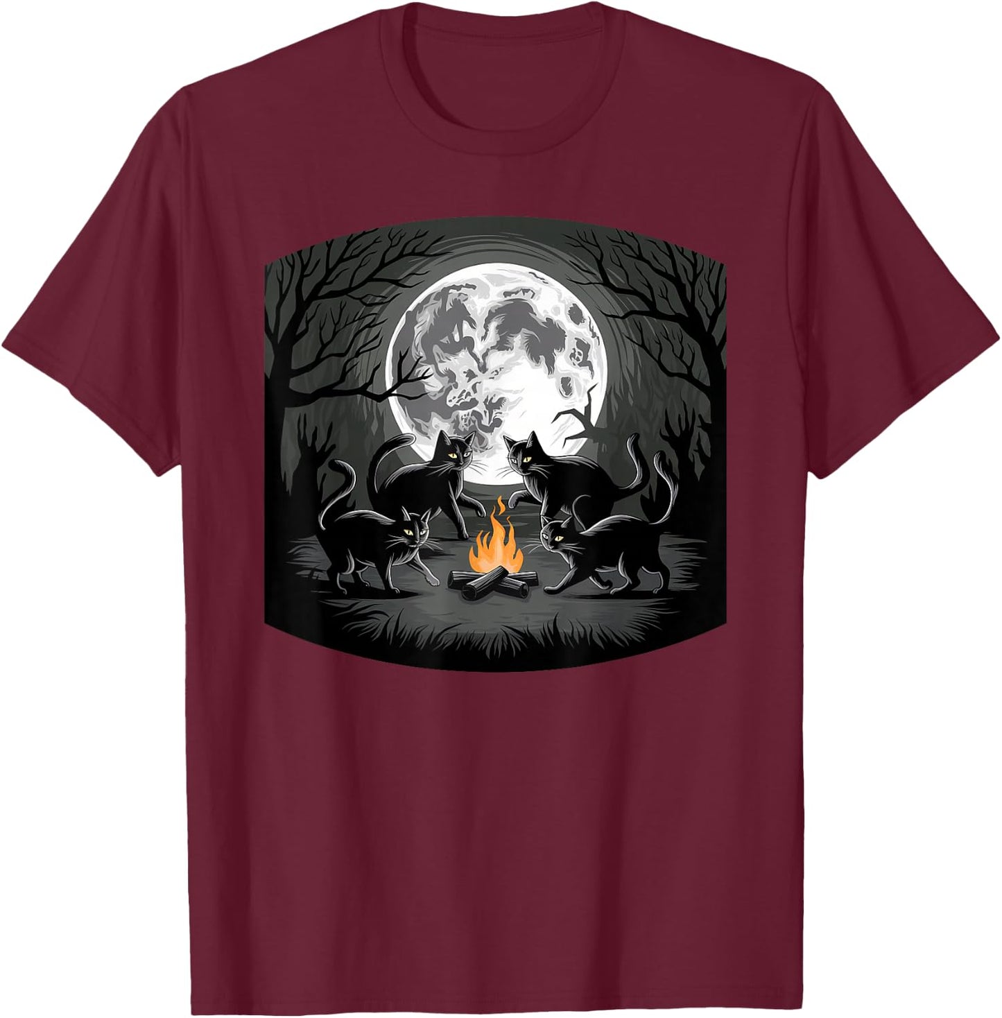 Cat Witchcraft T-Shirt - T-Shirt | Maroon