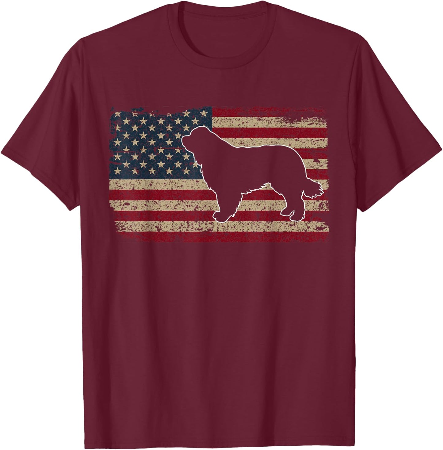 Newfie Dog America Flag Patriotic Dog Lover Gift T-Shirt - T-Shirt | Maroon