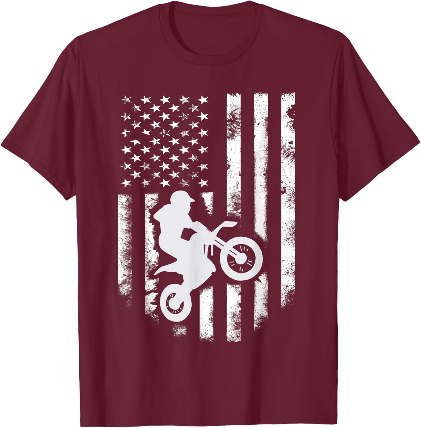 American Flag Motorcross Braap Dirt Bike Off Road Enduro Women Kids Men T-Shirt - T-Shirt | Maroon